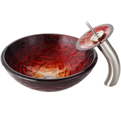 Kraus Nix Glass Vessel Sink and Waterfall Faucet
